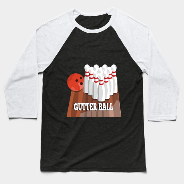 Tenpin bowling Gutter Ball Baseball T-Shirt by mailboxdisco